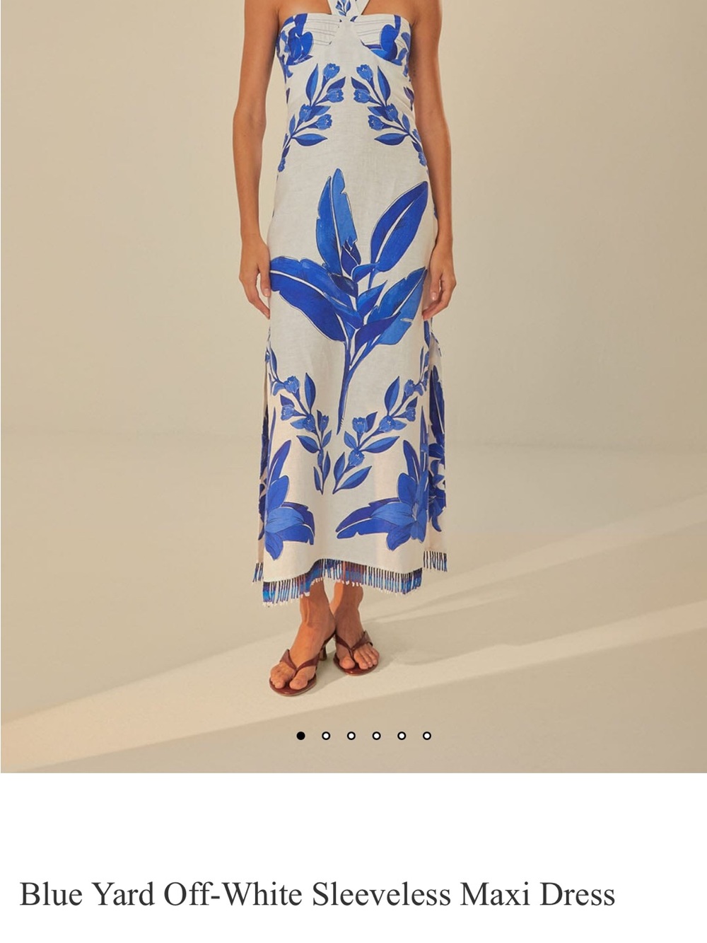 Farm Rio: Blue Yard Off-White Sleeveless Maxi Dress - Picture 7 of 11